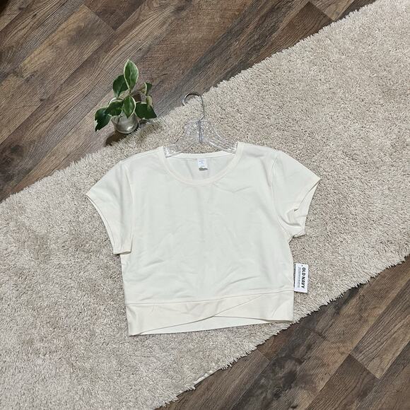 Old Navy Active Medium Sea Salt Powerchill Go-Dry Crossover Cropped Tee NWT - Picture 2 of 6